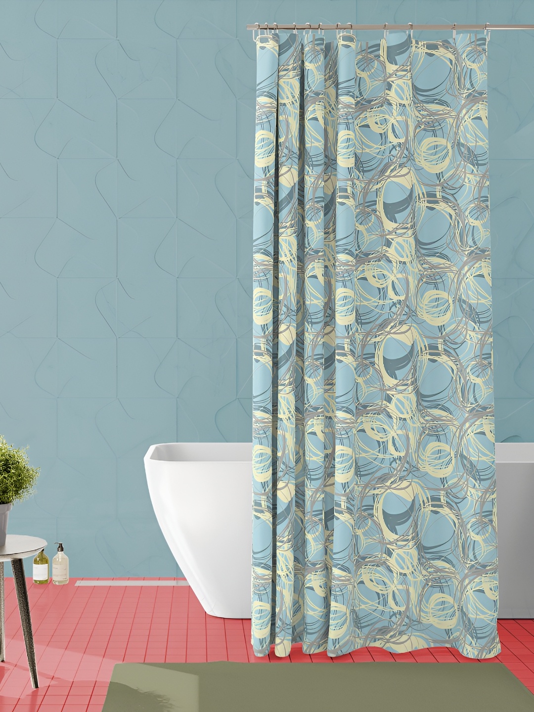 

ArtzFolio Blue & Grey Abstract Printed Waterproof Shower Curtain