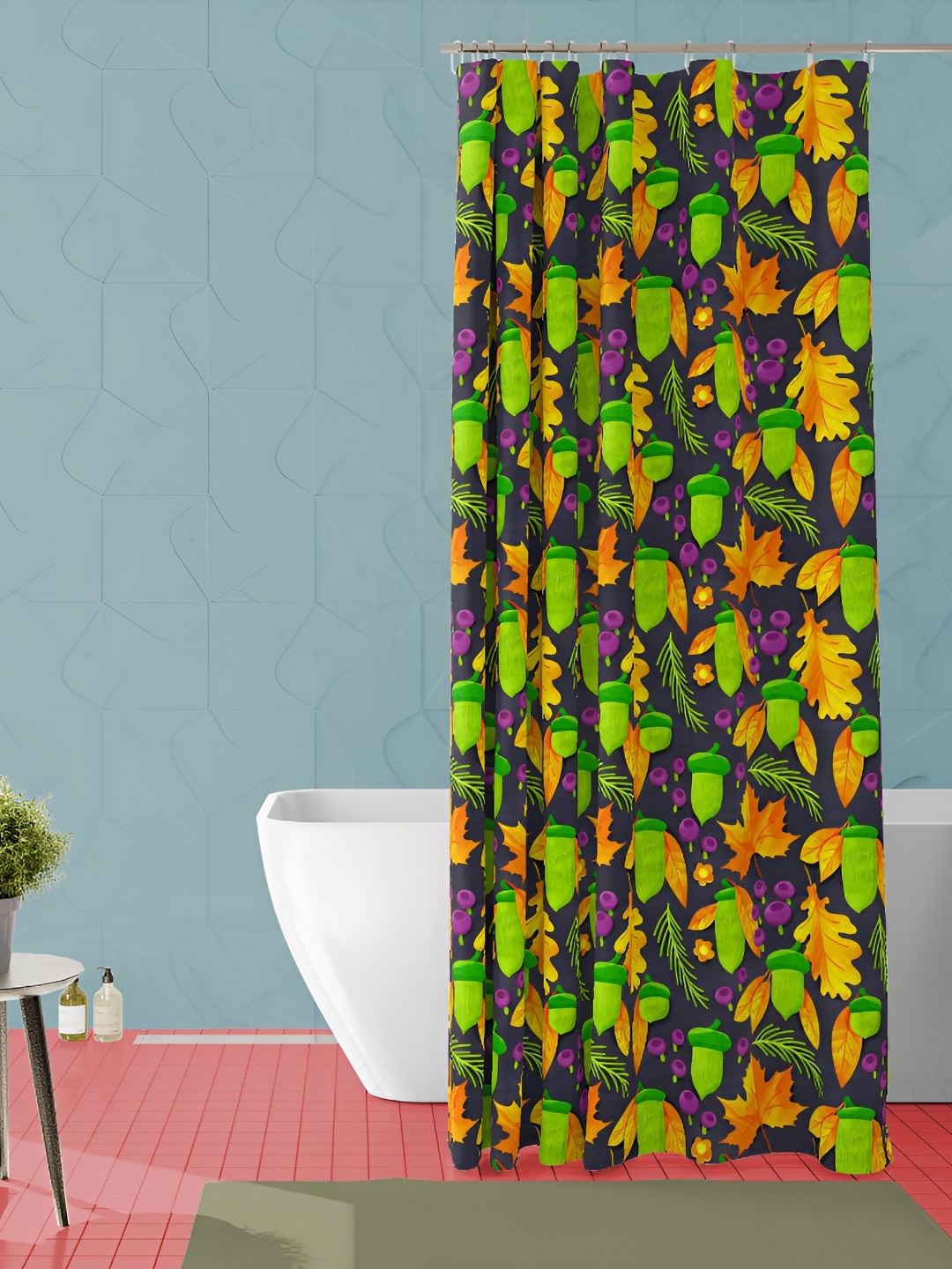 

ArtzFolio Green & Black Printed Waterproof Shower Curtain