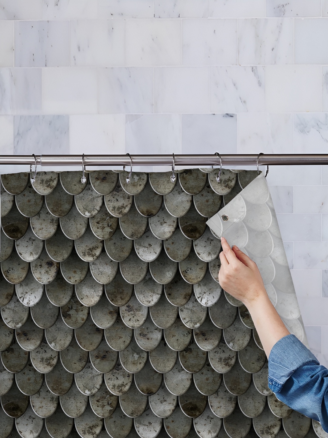 

ArtzFolio Brown Geometric Printed Waterproof Shower Curtain