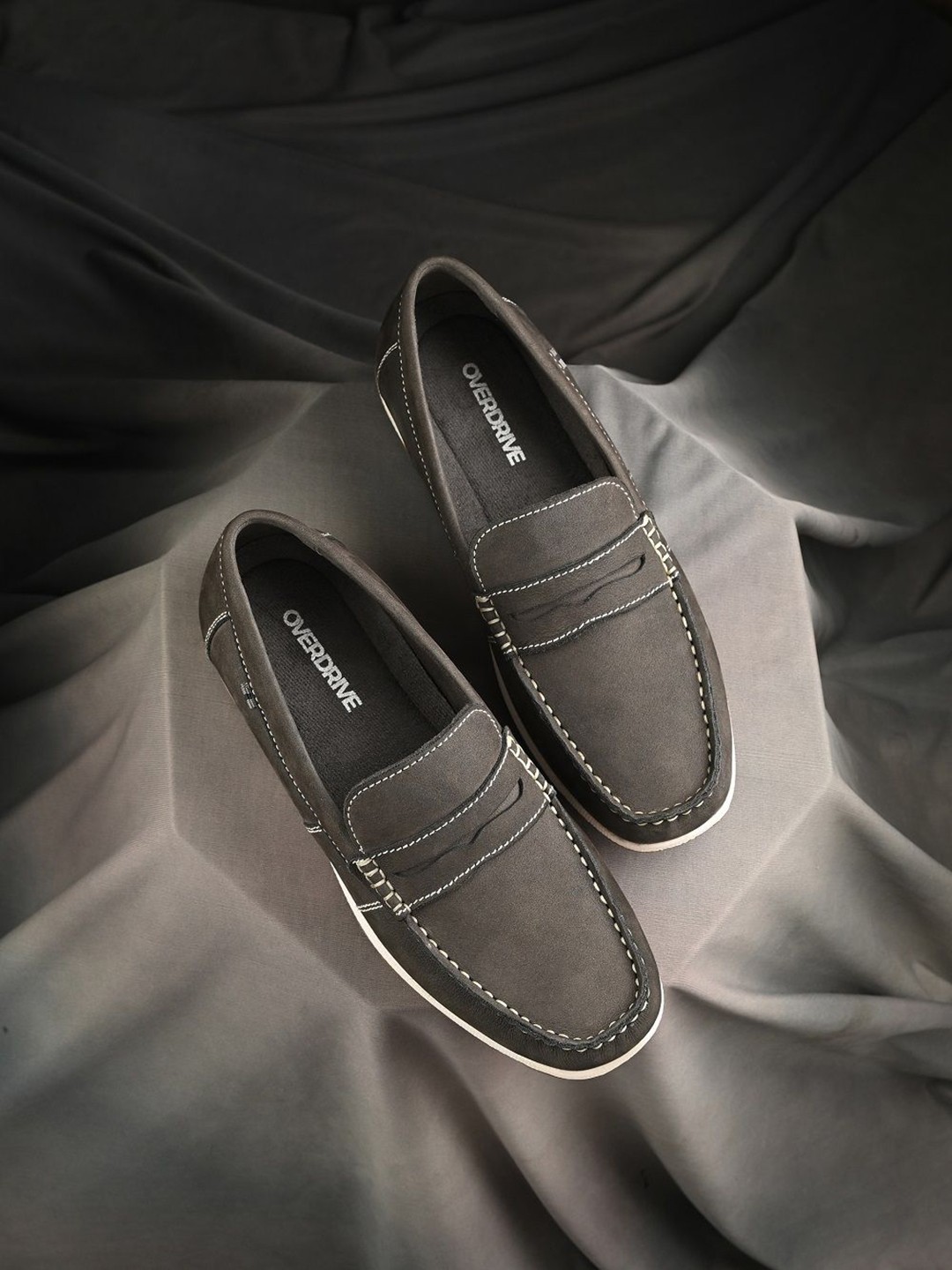 

Overdrive Men Leather Slip-On Espadrilles, Grey