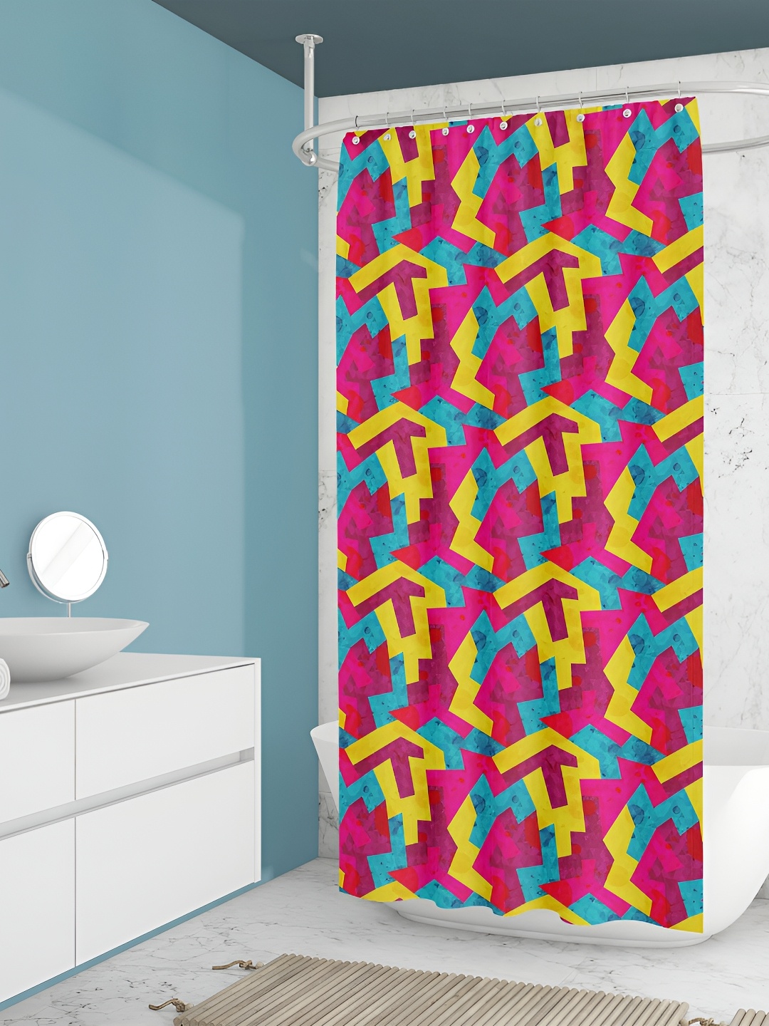 

ArtzFolio Blue & Pink Printed Waterproof Shower Curtains