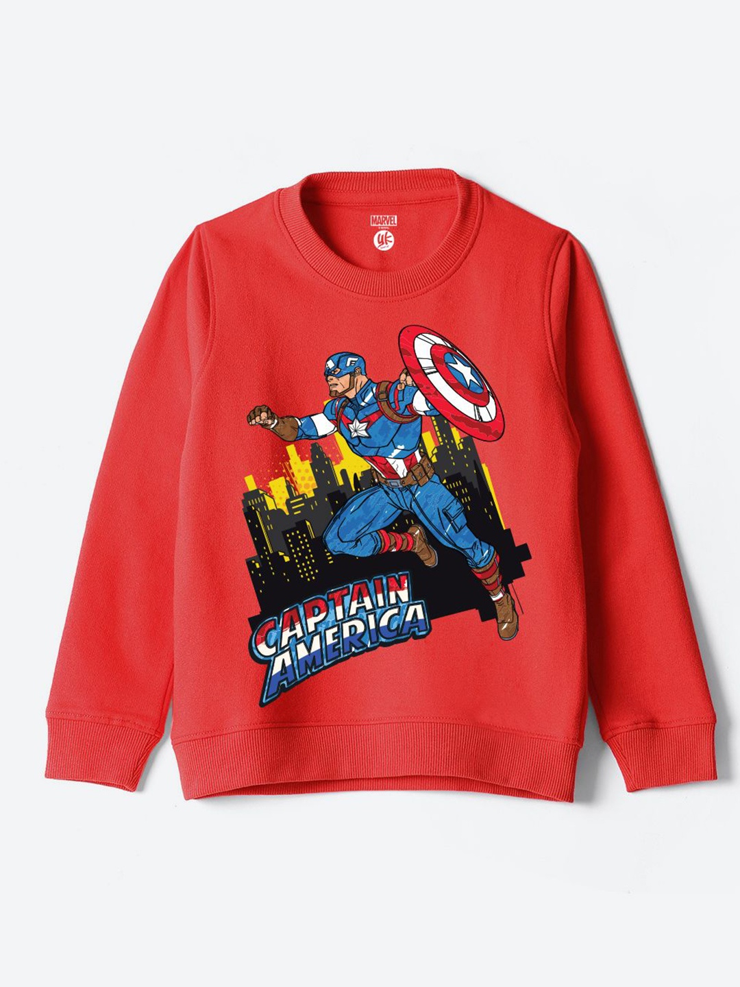 

YK Disney Boys Cotton Printed Round Neck Long Sleeves Pullover Sweatshirt, Red