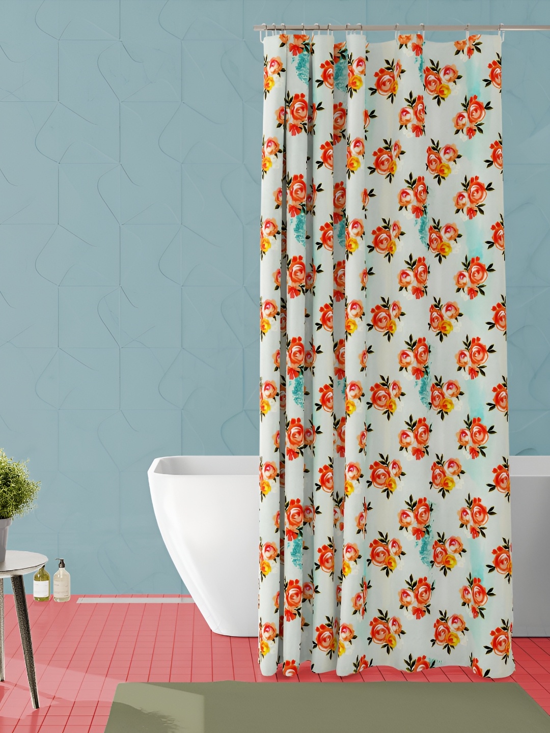 

ArtzFolio Blue & Orange-Coloured Printed Water Proof Shower Curtain