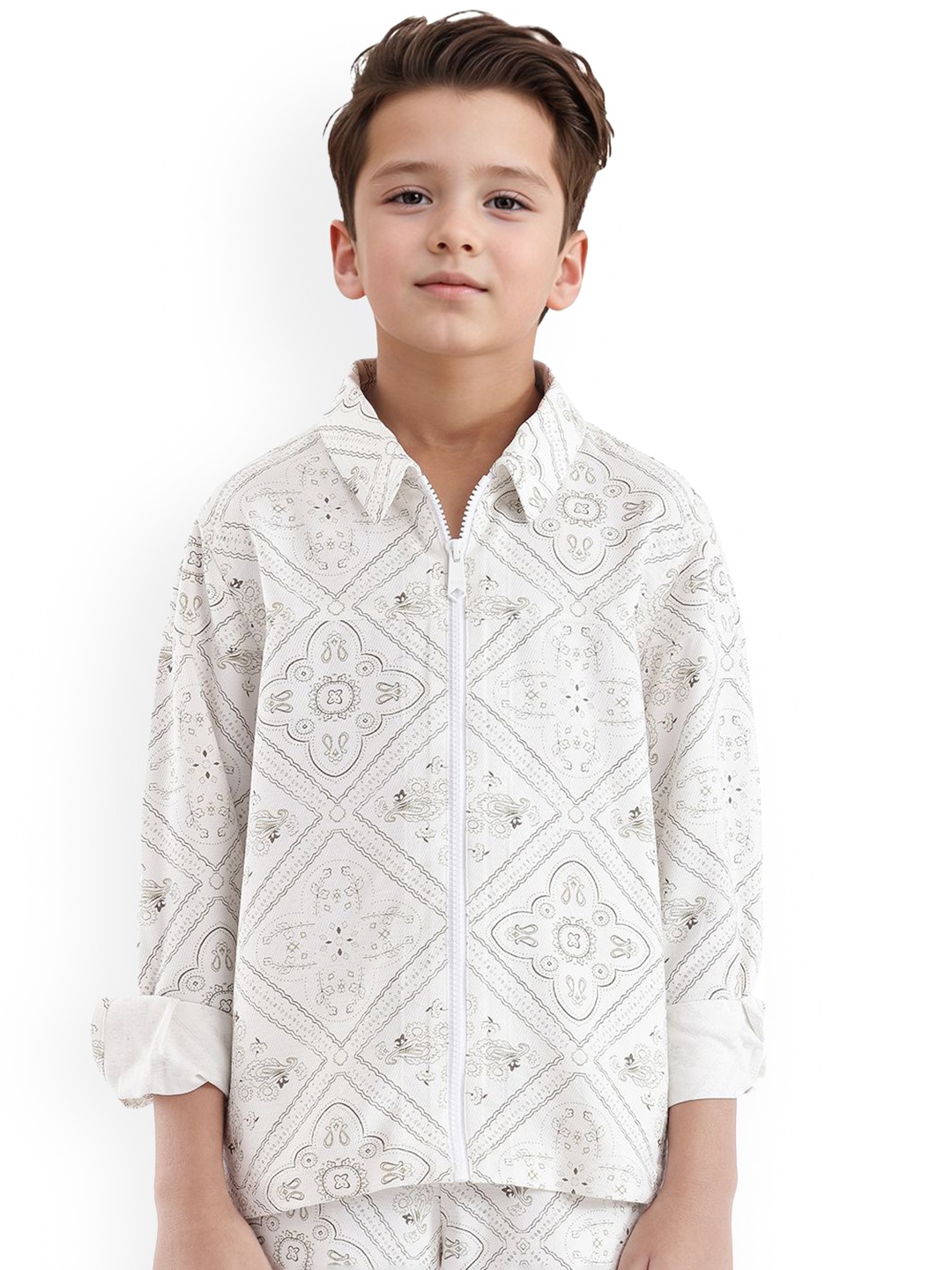 

Rare Ones Boys Viscose Printed Shacket, White