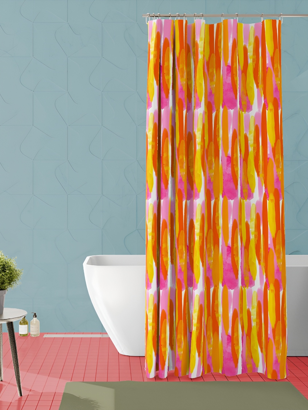 

ArtzFolio Orange and Pink Abstract Printed Waterproof Shower Curtain