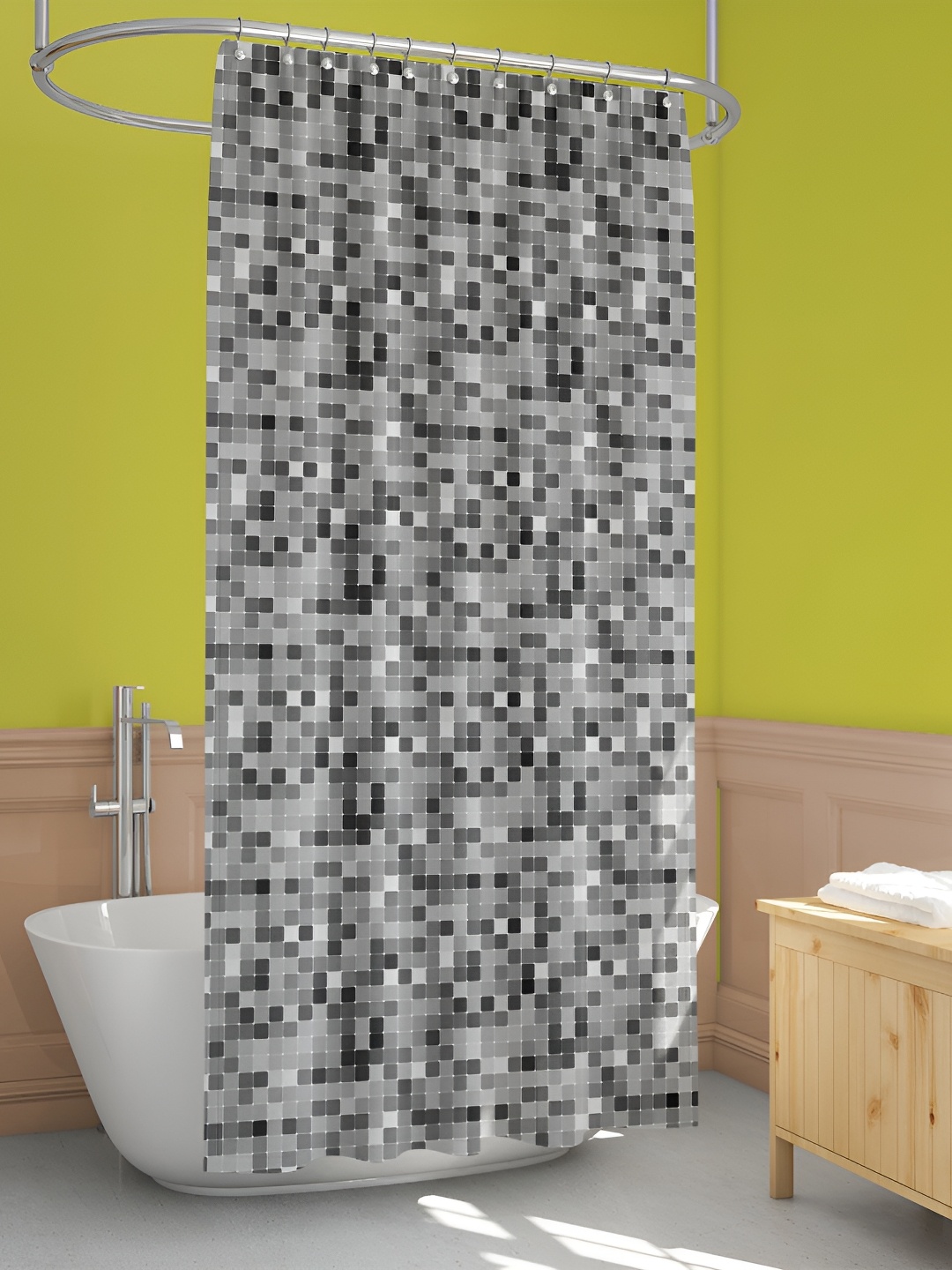 

ArtzFolio Grey & White Printed Waterproof Shower Curtains