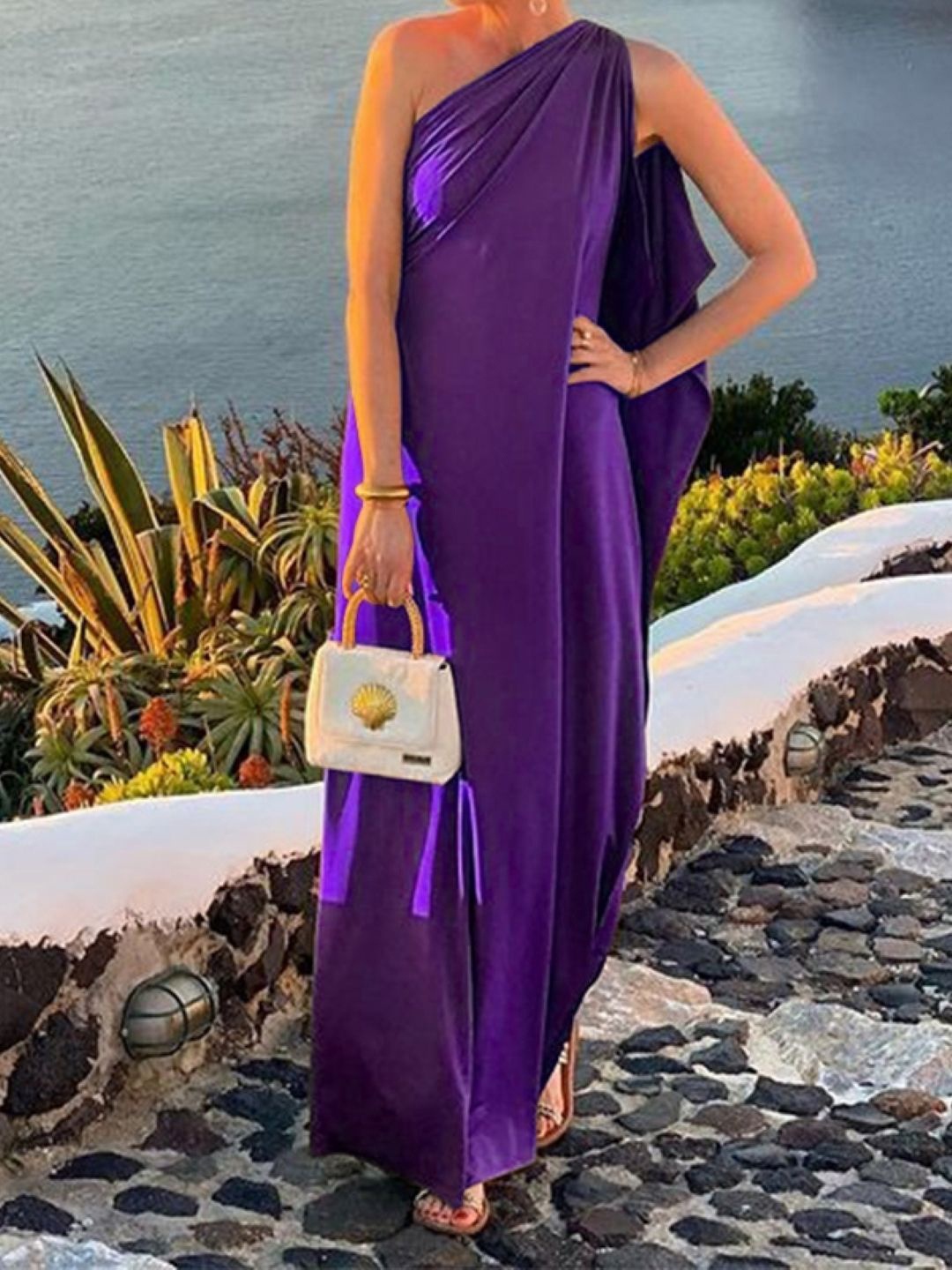 

StyleCast One Shoulder Maxi Dress, Purple