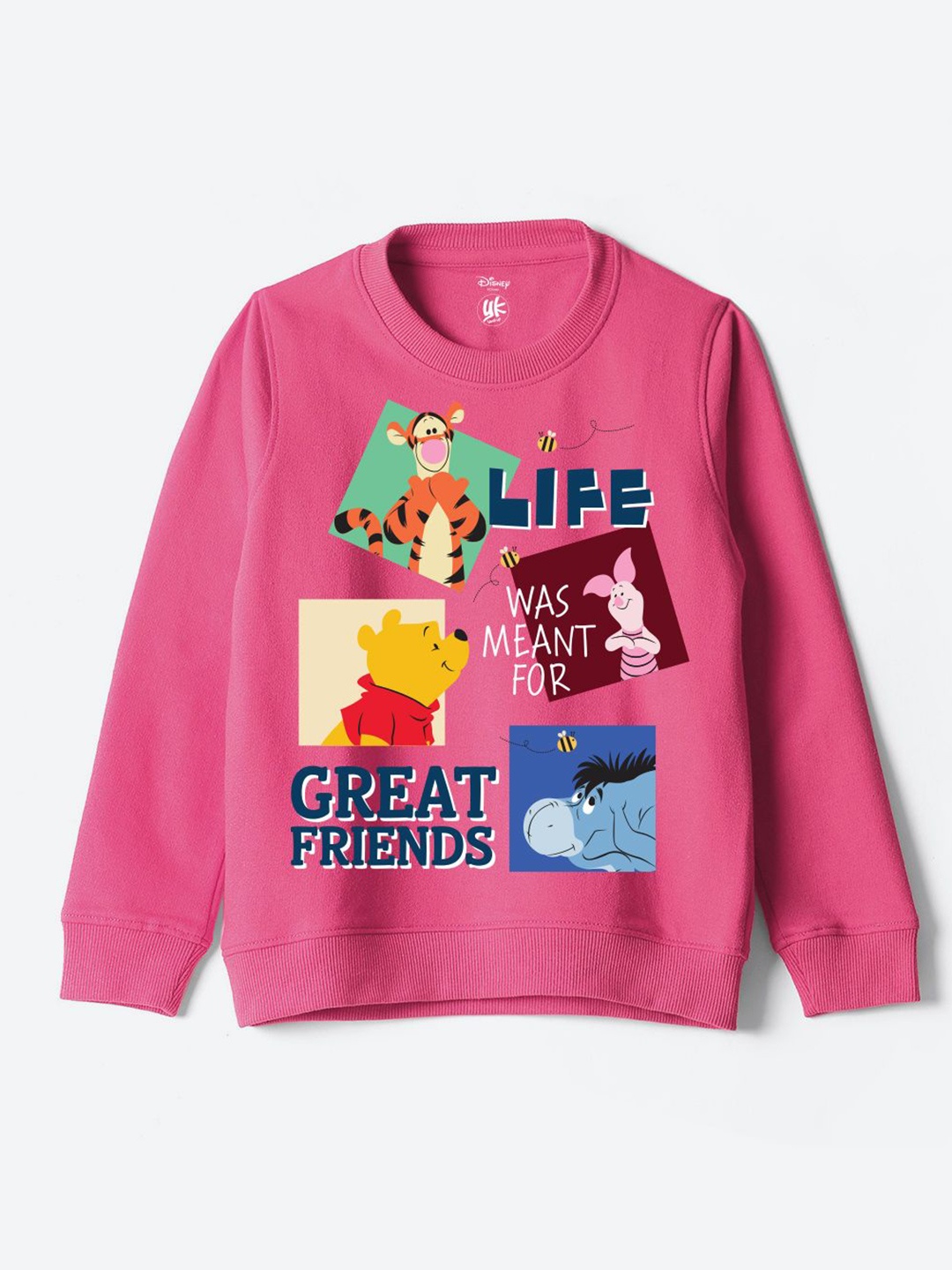 

YK Disney Girls Graphic Printed Round Neck Sweatshirt, Pink