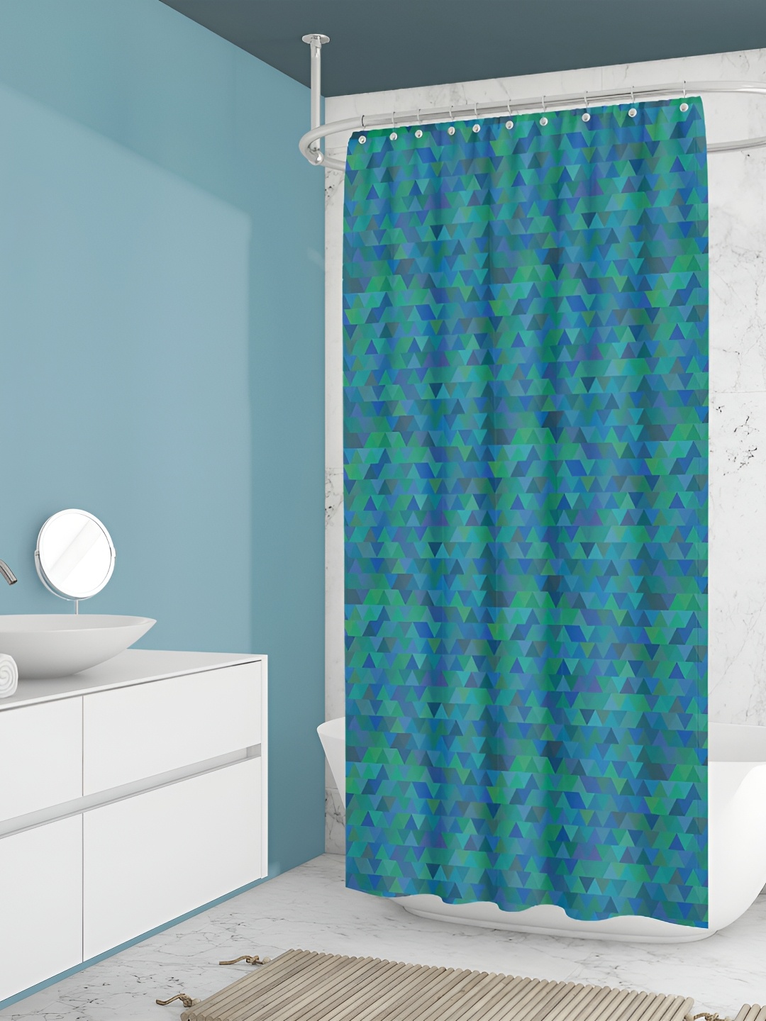 

ArtzFolio Green & Blue Printed Waterproof Shower Curtain