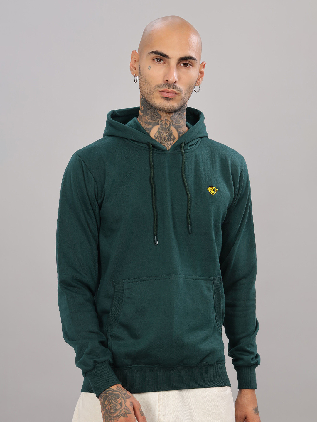 

WE PERFECT Men Hooded Pullover Sweatshirt, Green