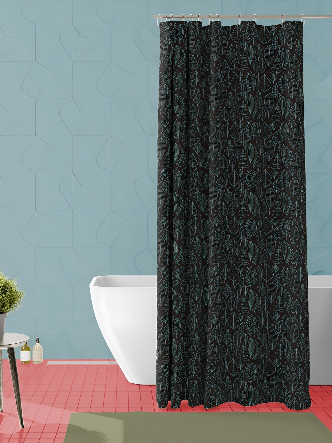 

ArtzFolio Green & Black Printed Water Proof Shower Curtain