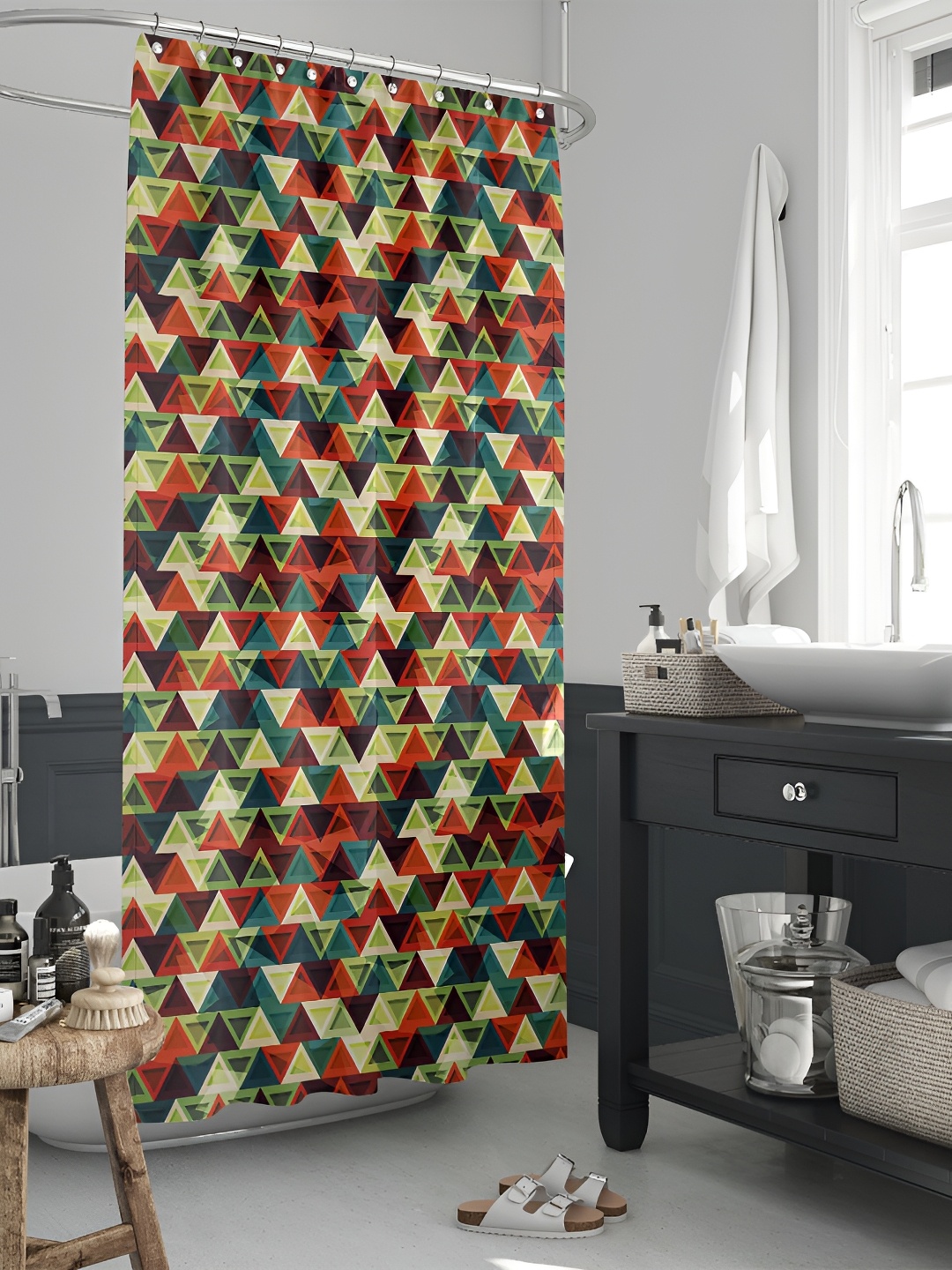 

ArtzFolio Brown & Green Printed Waterproof Shower Curtain