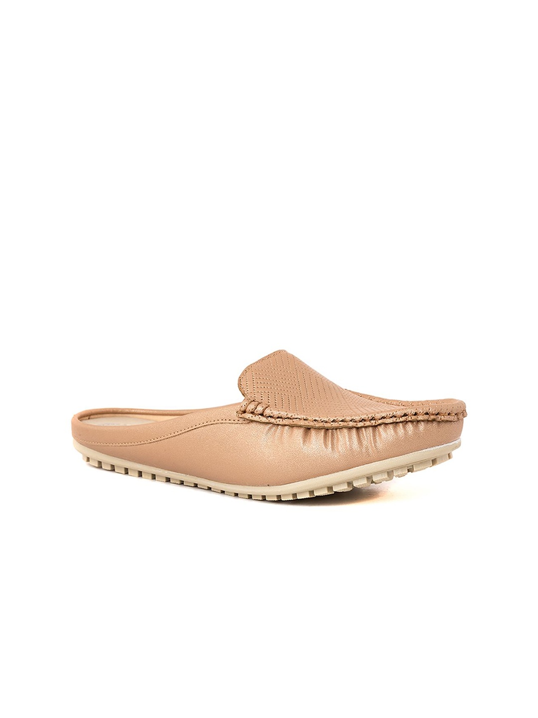 

Khadims Women Textured Round Toe Comfort Insole Loafers, Rose gold