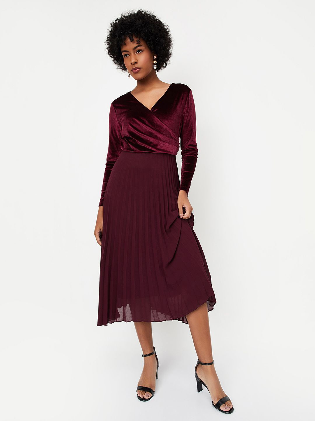 

max Women Wrap Midi Dress, Red