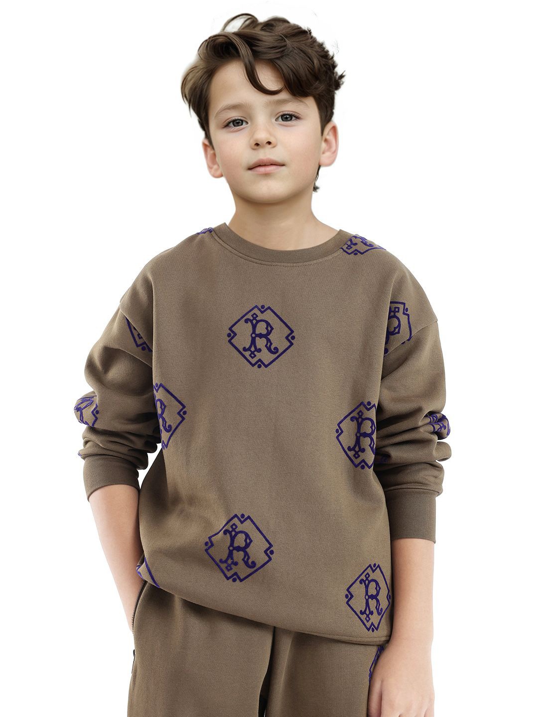 

Rare Ones Boys Flock Printed Sweatshirt, Olive