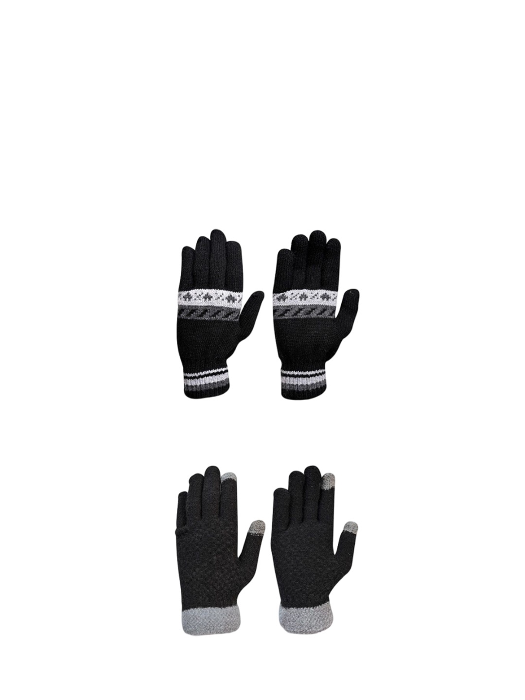 

LOOM LEGACY Men Pack Of 2 Acrylic Winter Gloves, Black