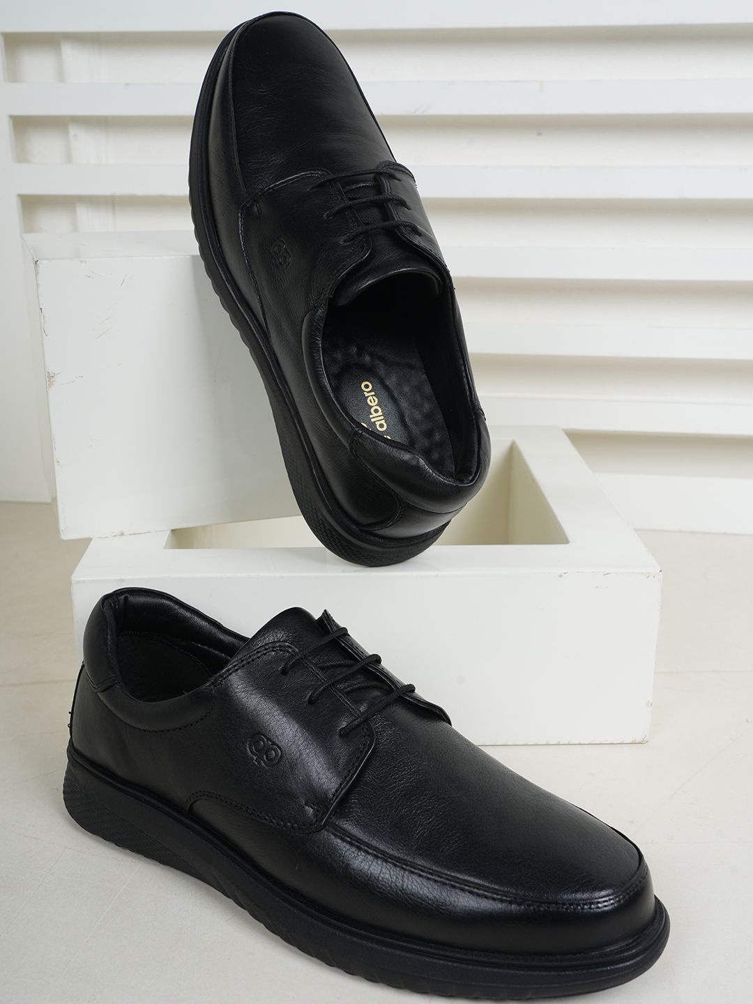 

pelle albero Men Leather Formal Derbys, Black