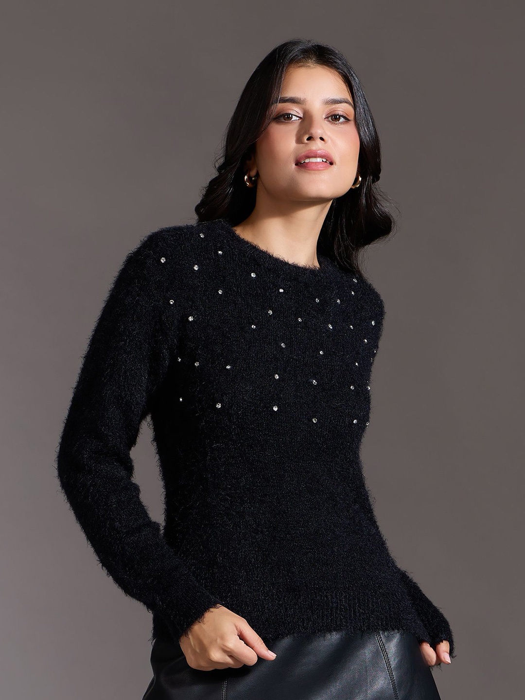 

20Dresses Women Pullover with Embellished Detail Sweater, Black