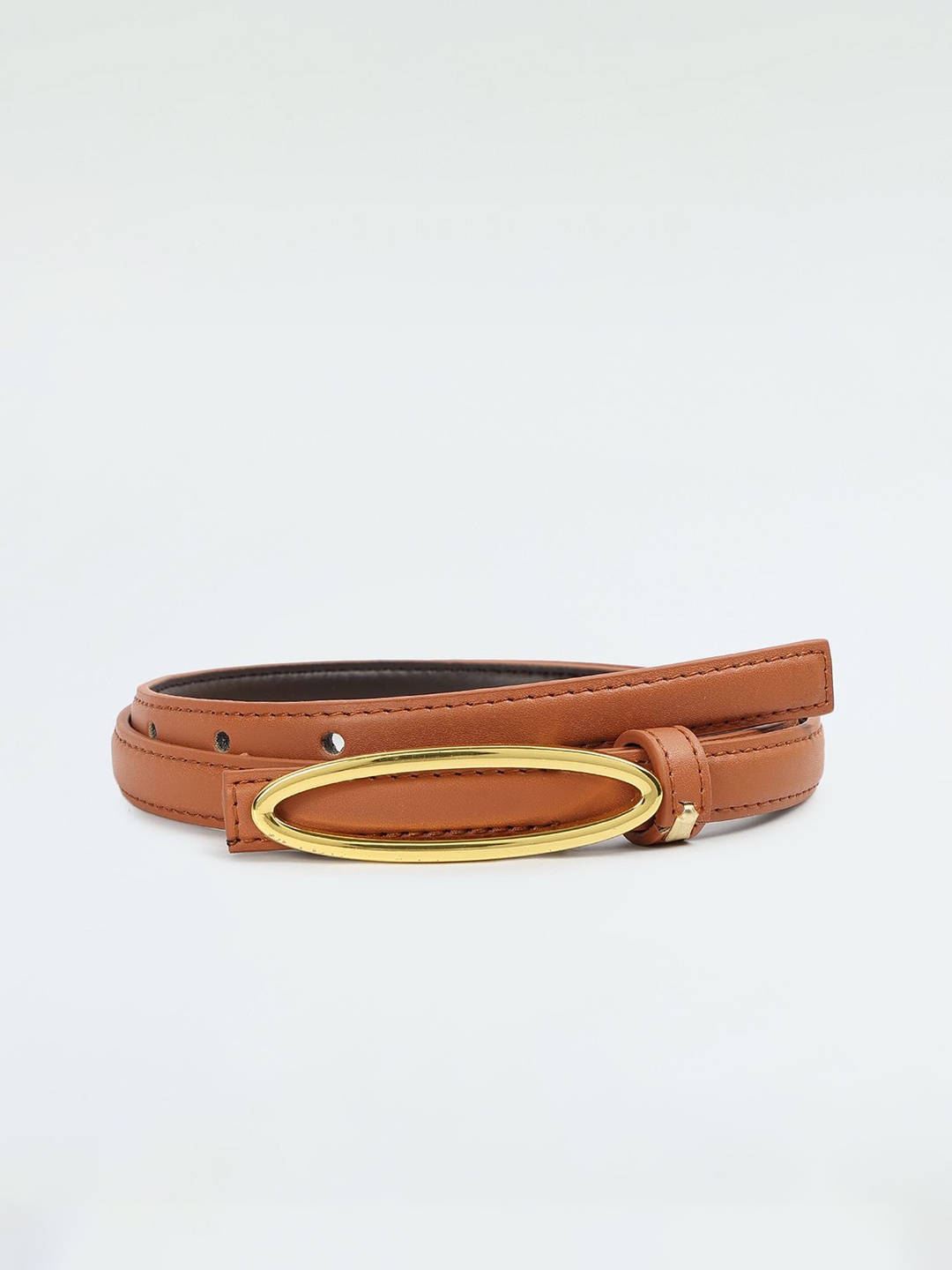 

max Women PU Casual Slim Belt, Brown