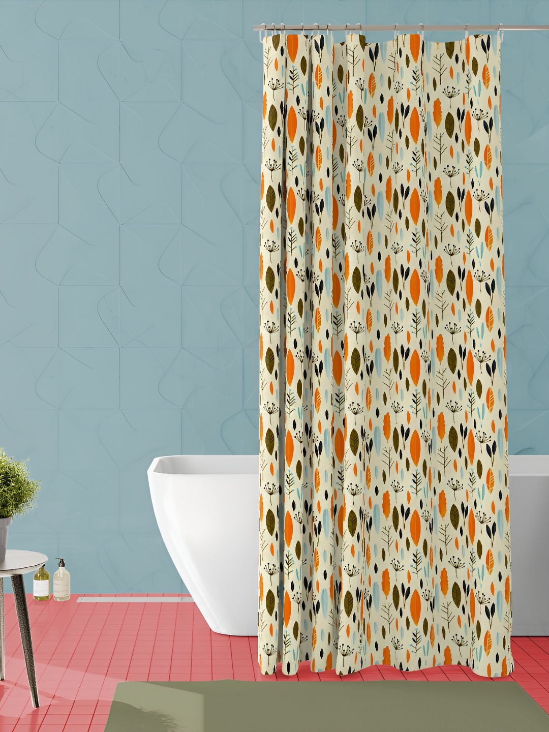 

ArtzFolio Orange & Black Abstract Printed Waterproof Shower Curtain