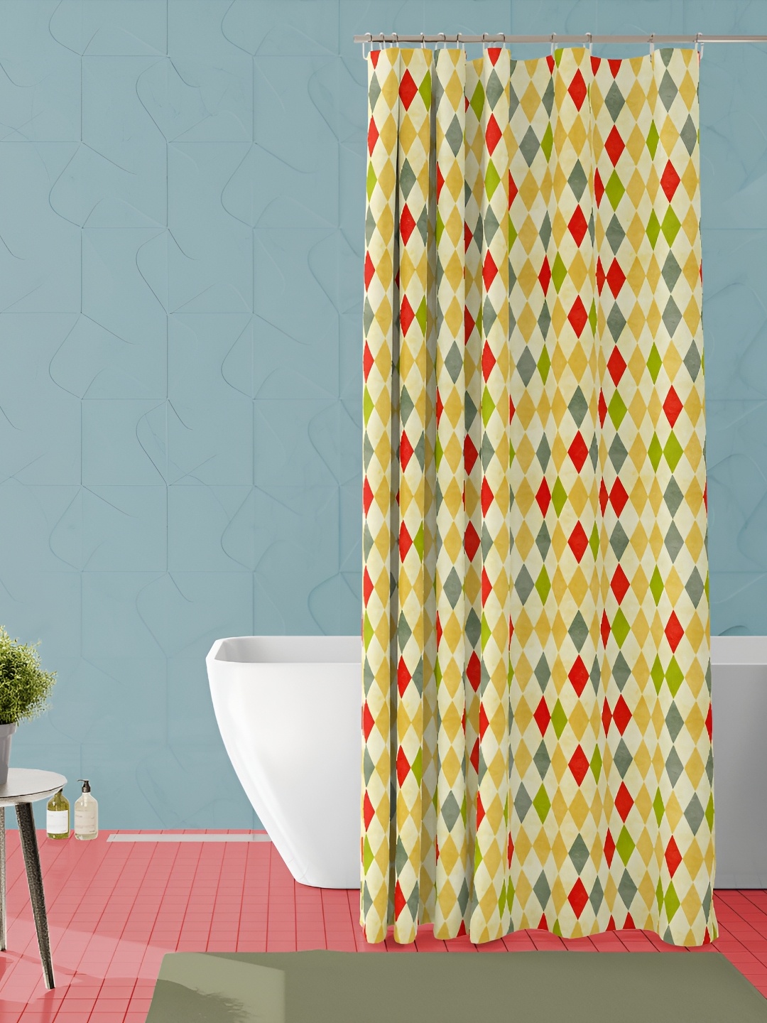 

ArtzFolio Yellow & Red Printed Waterproof Shower Curtain