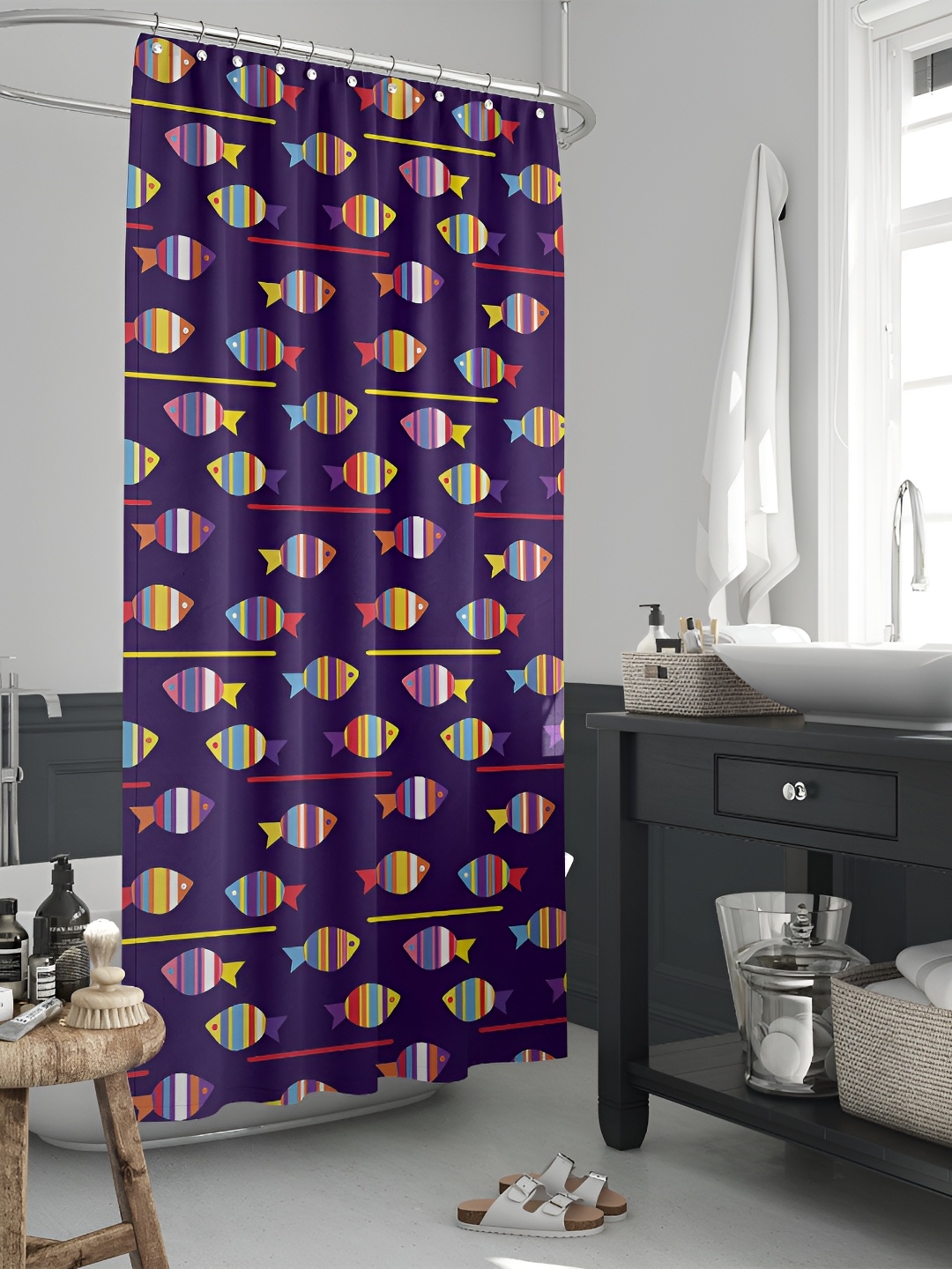 

ArtzFolio Purple & Yellow Printed Waterproof Shower Curtains