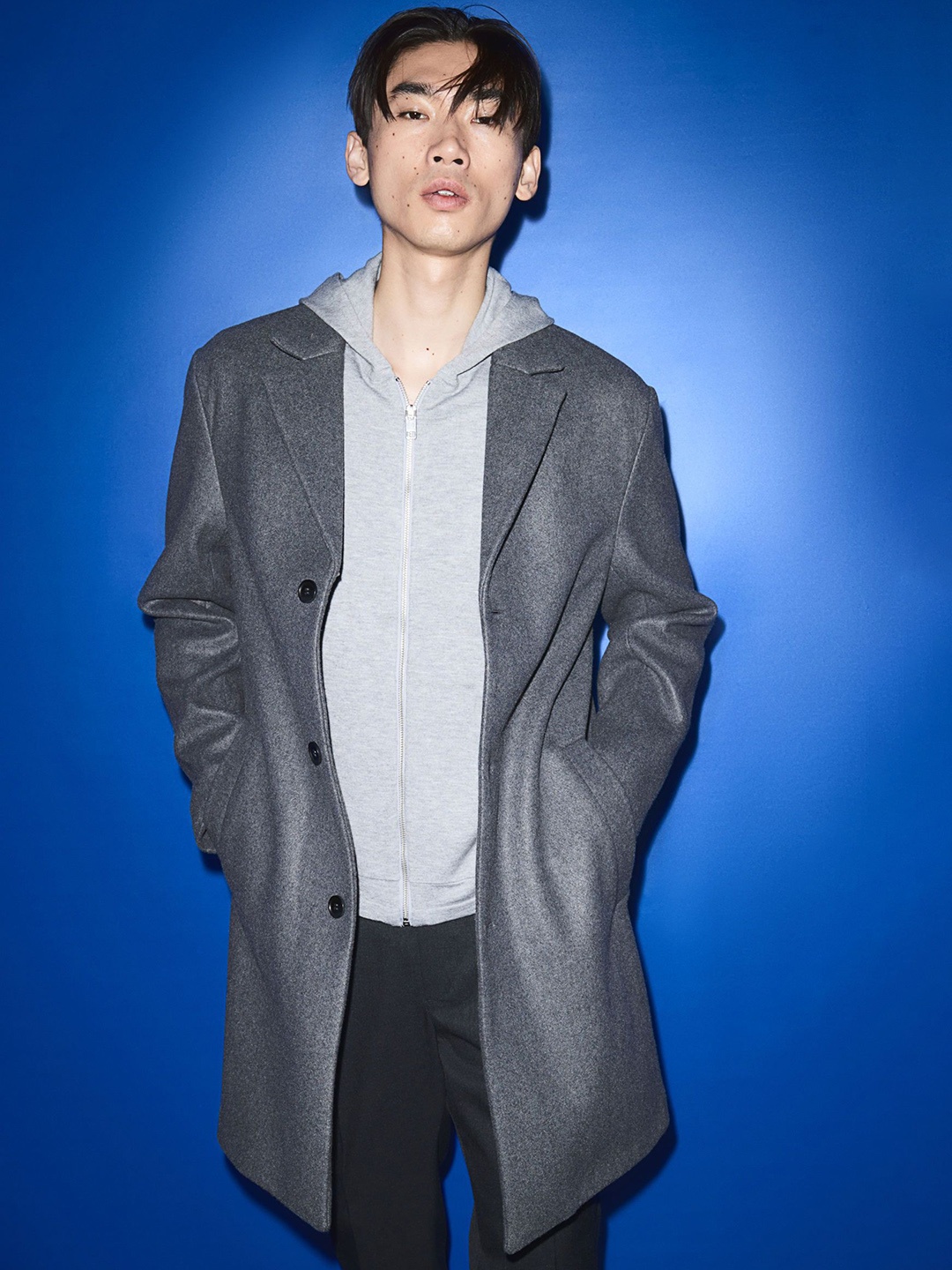 

H&M Slim Fit Single Breasted Coat, Grey