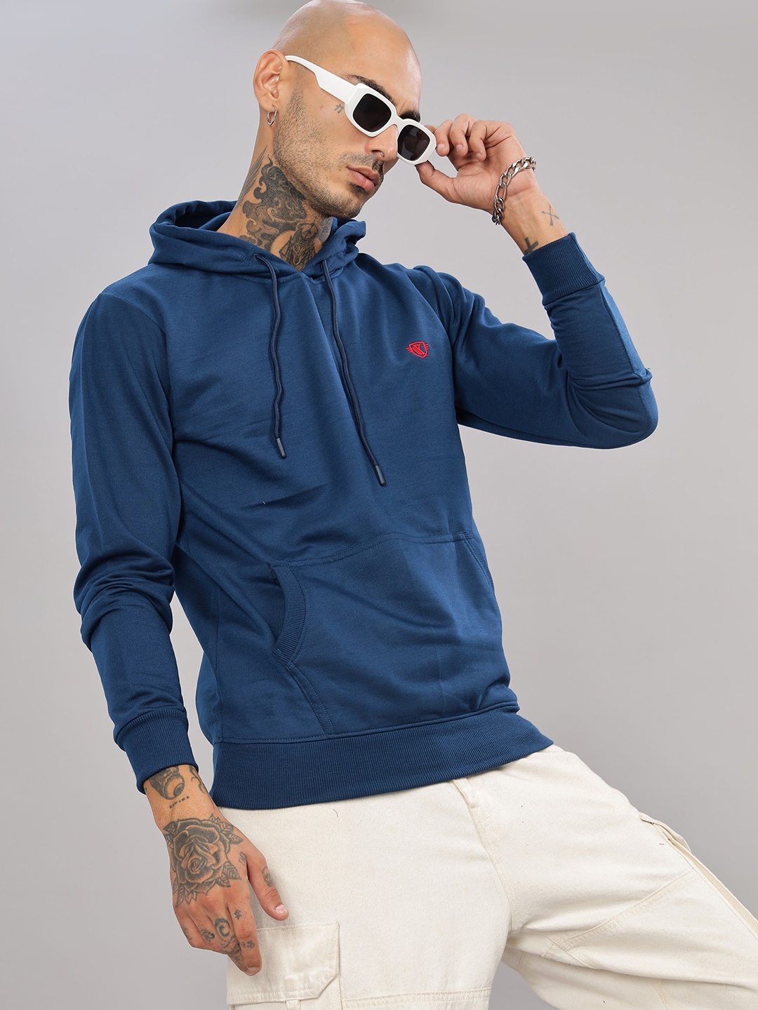 

WE PERFECT Men Hooded Long Sleeves Sweatshirt, Navy blue