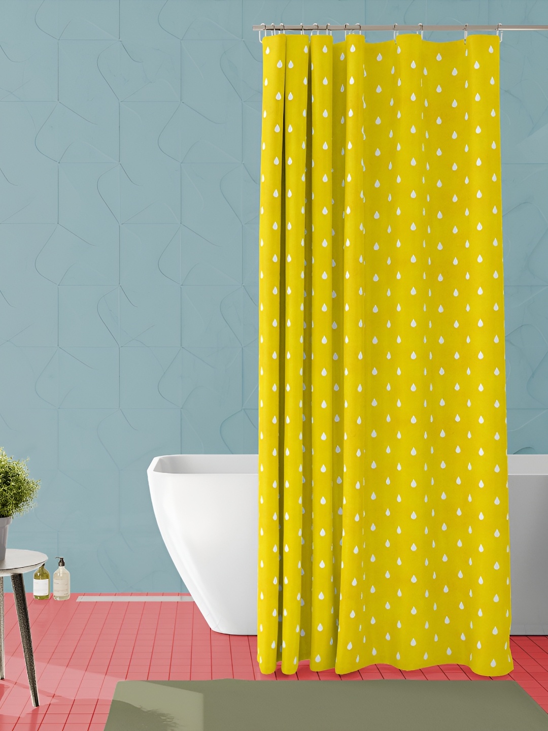 

ArtzFolio Yellow & White Abstract Printed Waterproof Shower Curtain