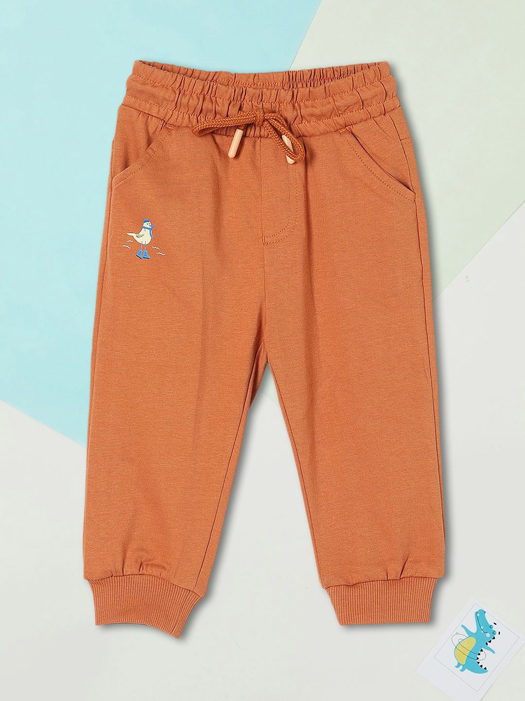 

max Boys Regular Fit Pure Cotton Mid-Rise Joggers, Orange