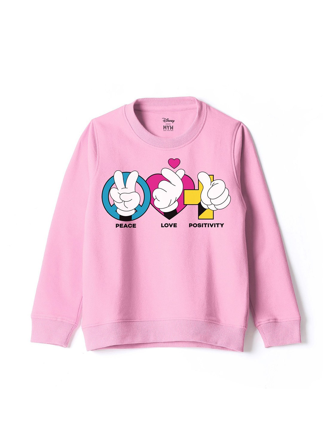 

Wear Your Mind Girls Round Neck Typography Printed Sweatshirt, Pink