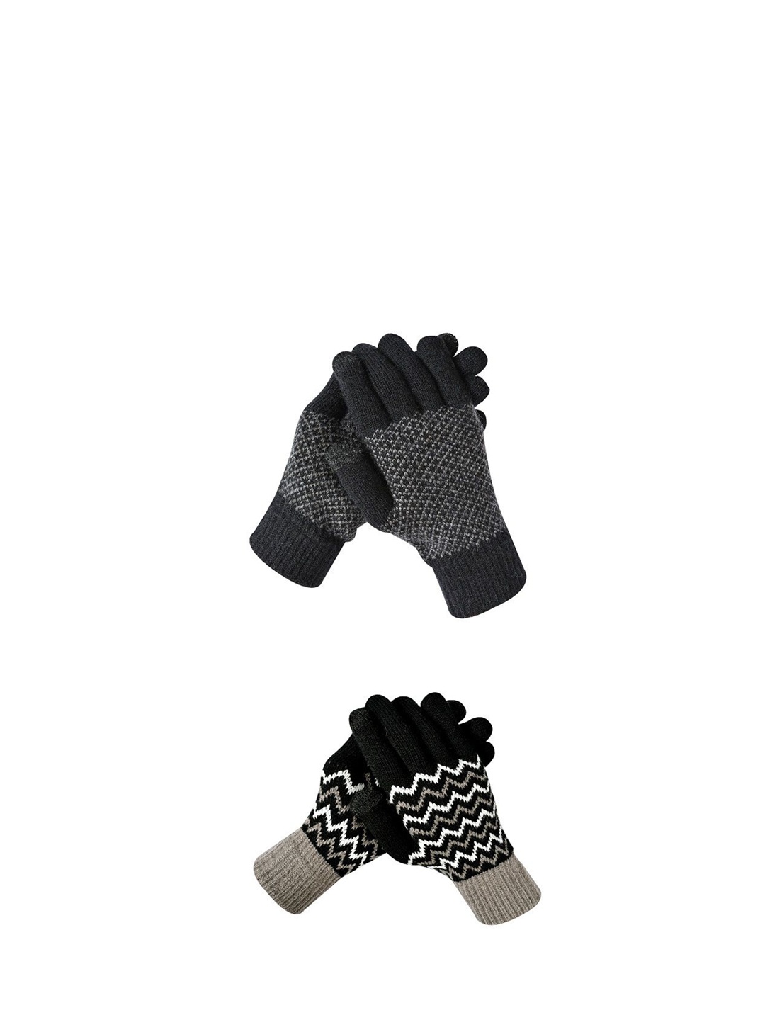 

LOOM LEGACY Men Striped Touchscreen Gloves, Black