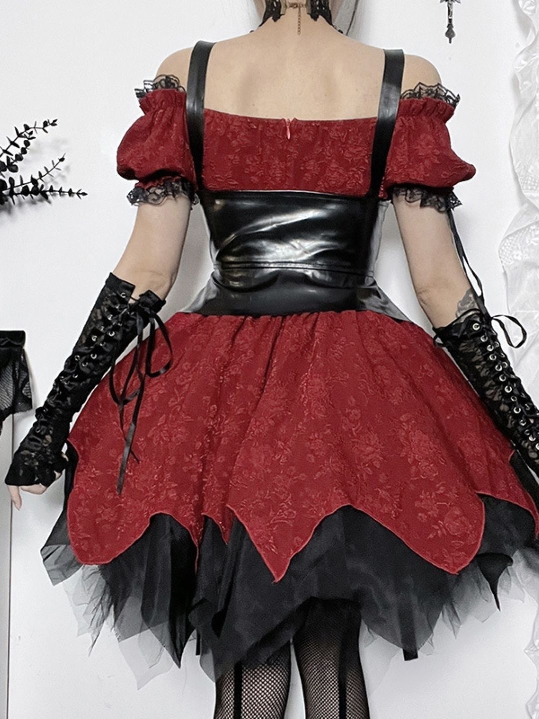 

KPOP Self Design Fit and Flare Dress, Red