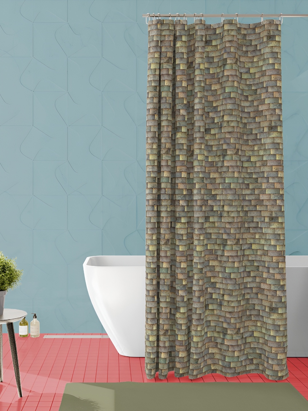 

ArtzFolio Grey Printed Waterproof Shower Curtain