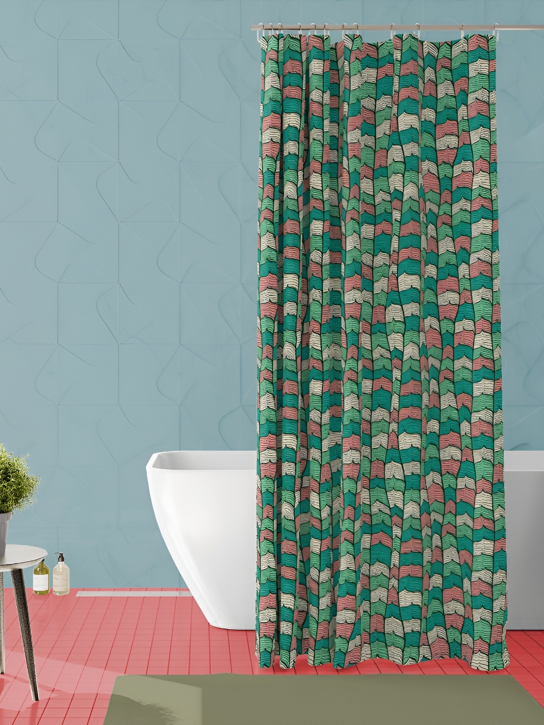 

ArtzFolio Pink & Green Printed Waterproof Shower Curtain