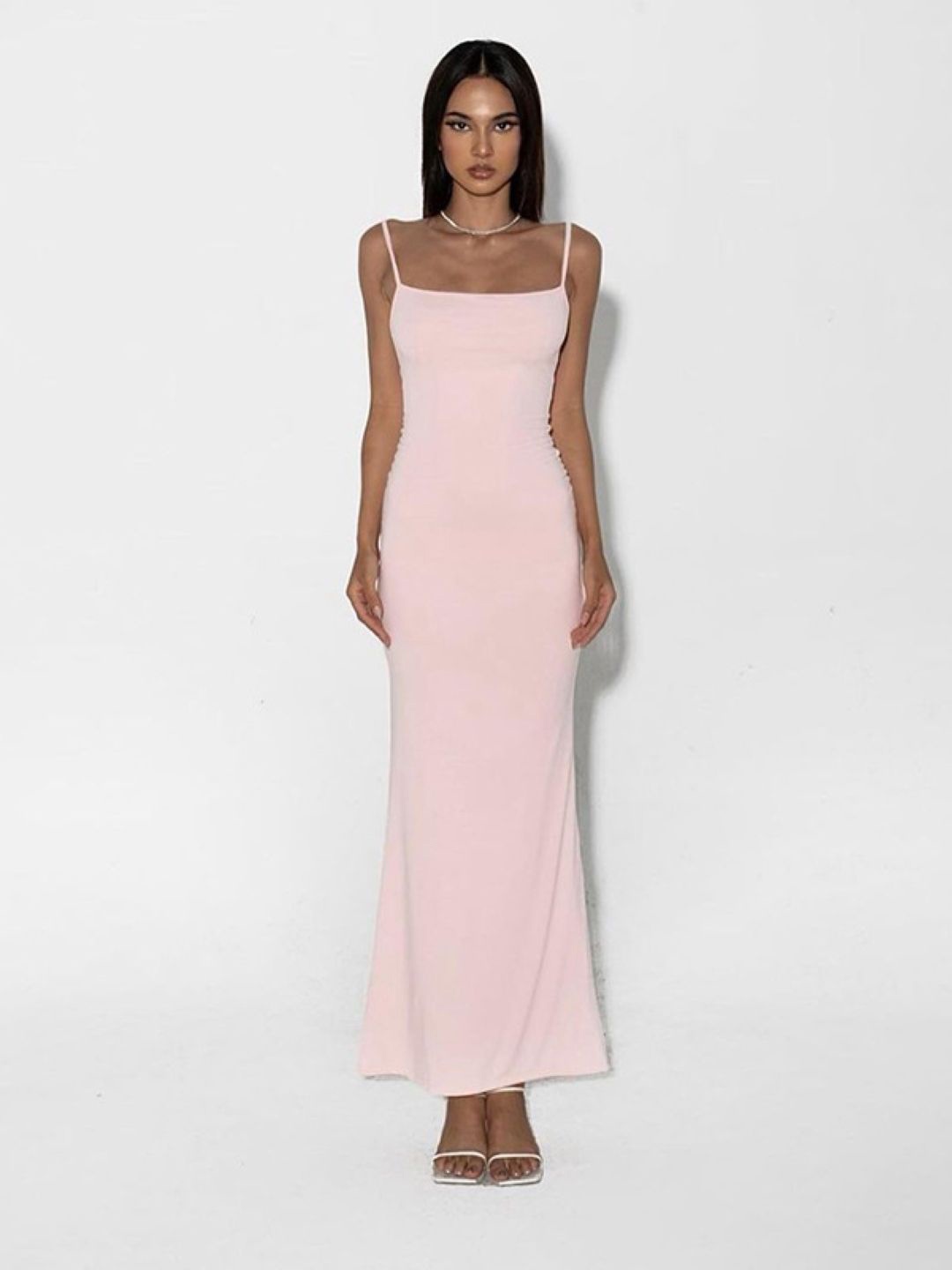 

KPOP Women Shoulder Straps Maxi Dress, Pink