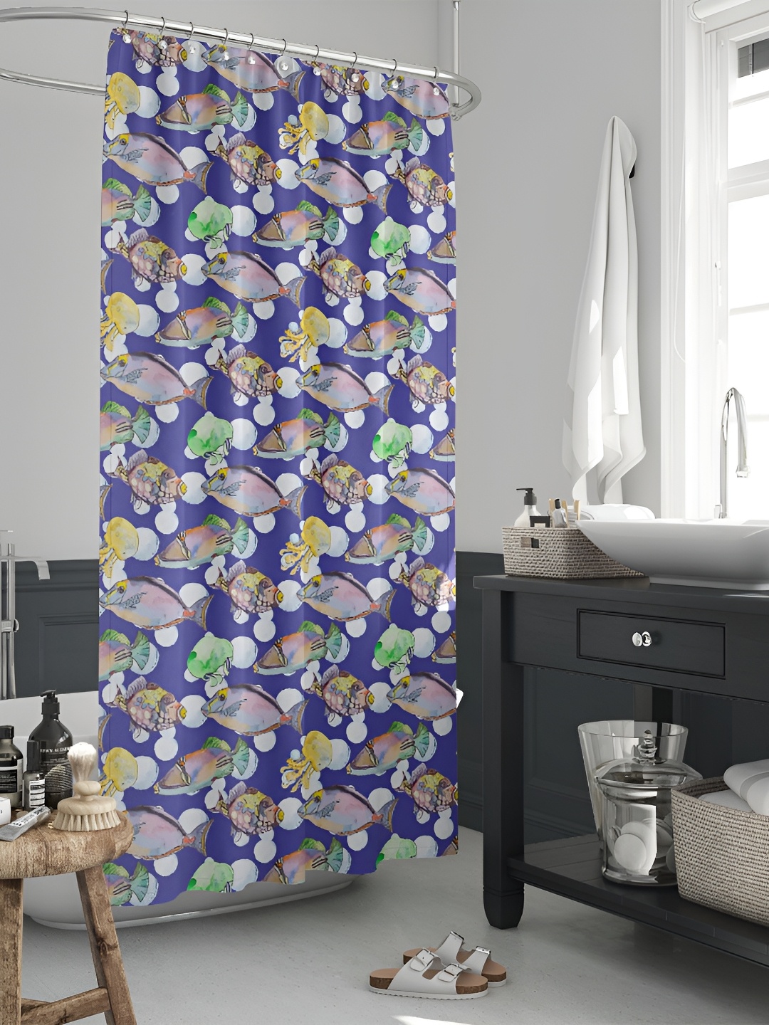 

ArtzFolio Violet & Green Printed Waterproof Shower Curtain