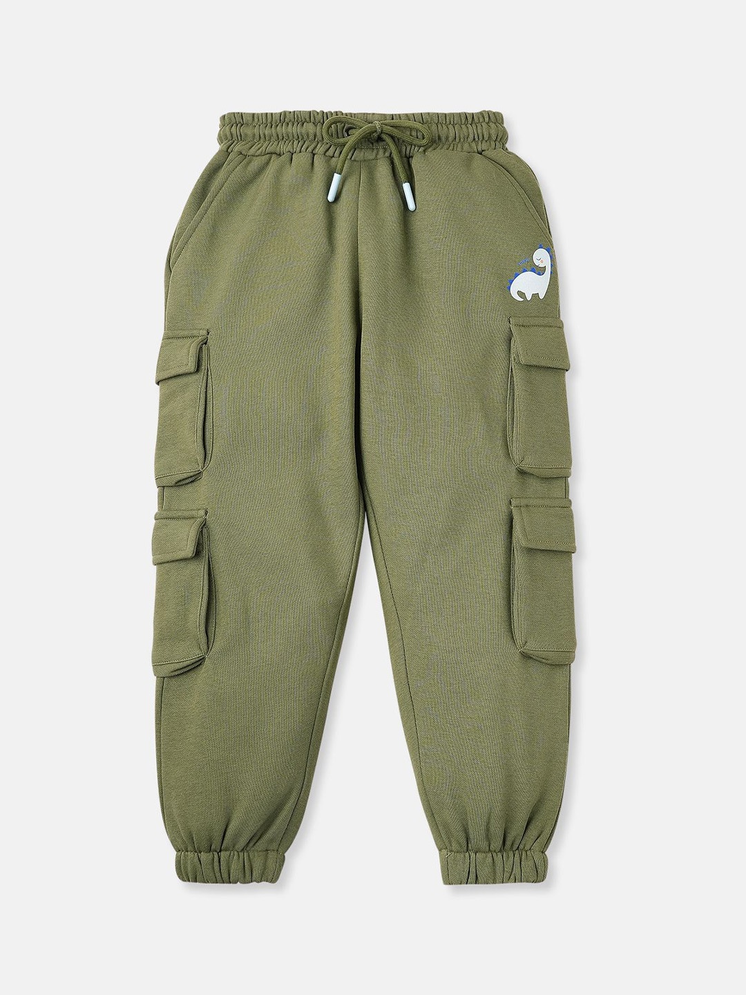 

Nauti Nati Boys Solid Cargo-pocket Ankle Length Fleece Joggers, Olive