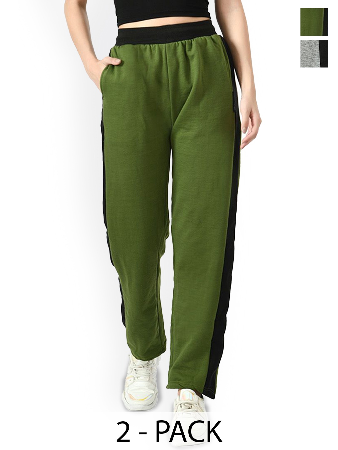 

BAESD Women Pack Of 2 Track Pants, Green
