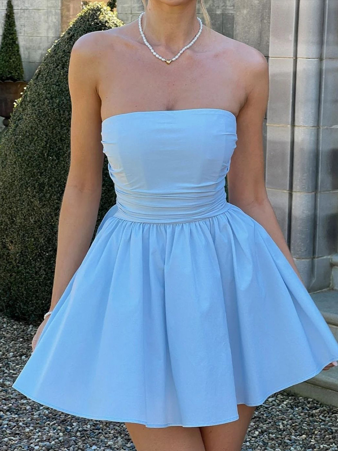 

KPOP Women Off-Shoulder A-Line Dress, Blue