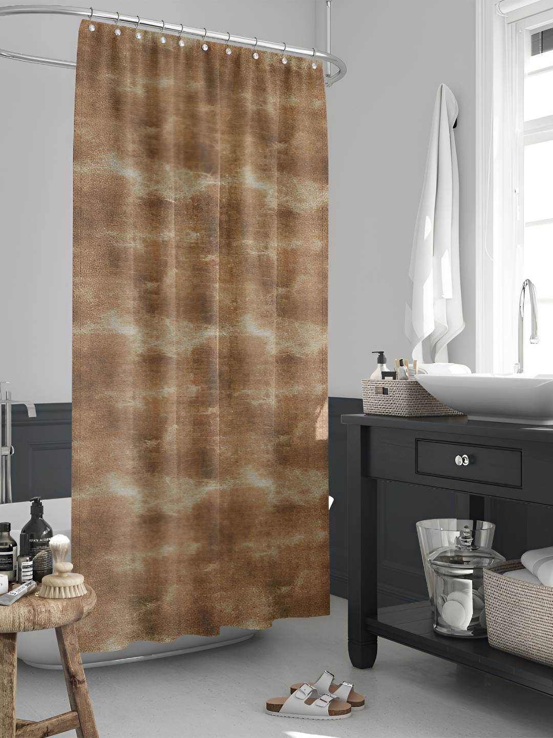 

ArtzFolio Brown & Beige Printed Waterproof Shower Curtain