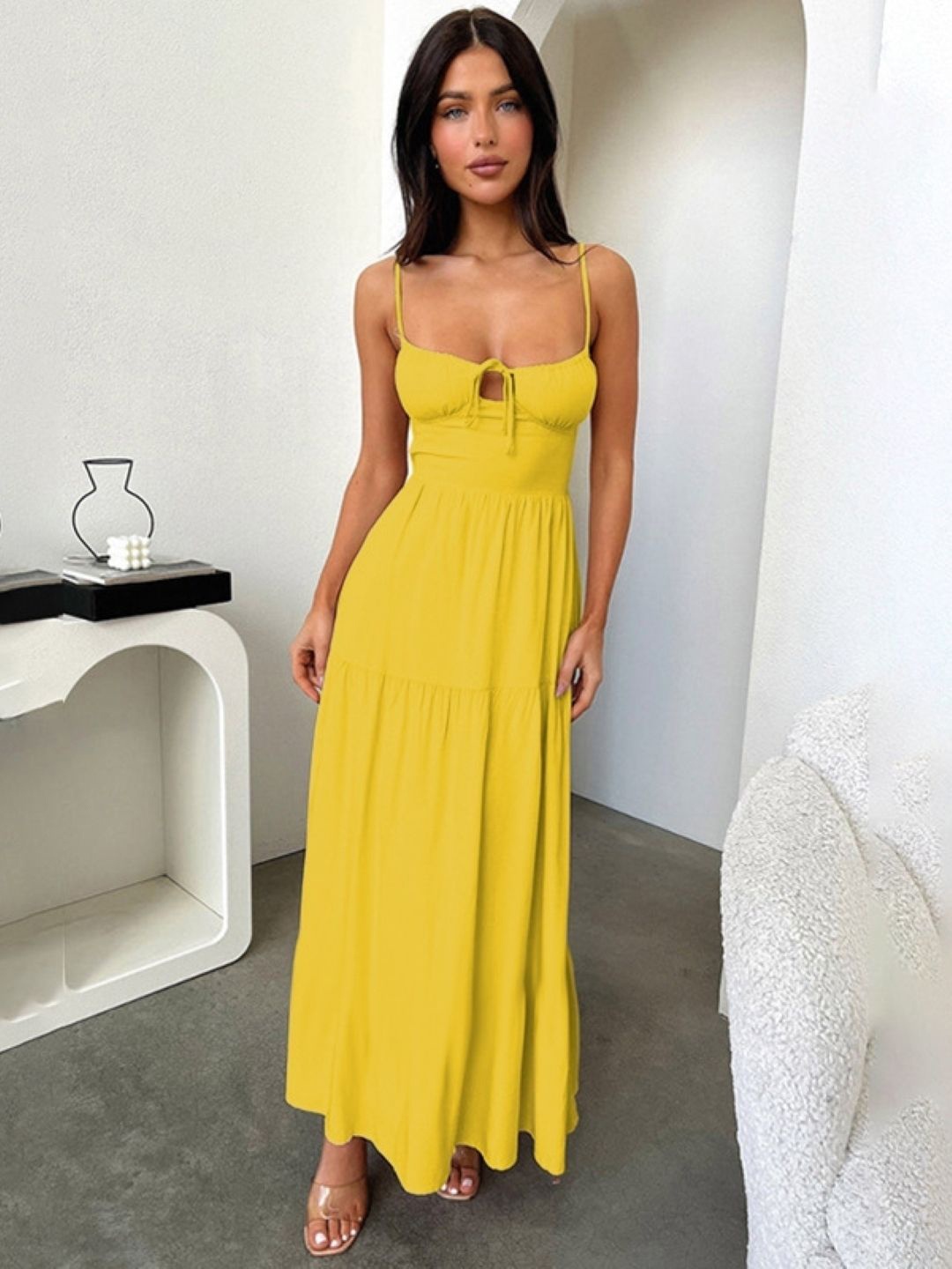 

KPOP Women A-Line Maxi Dress, Yellow