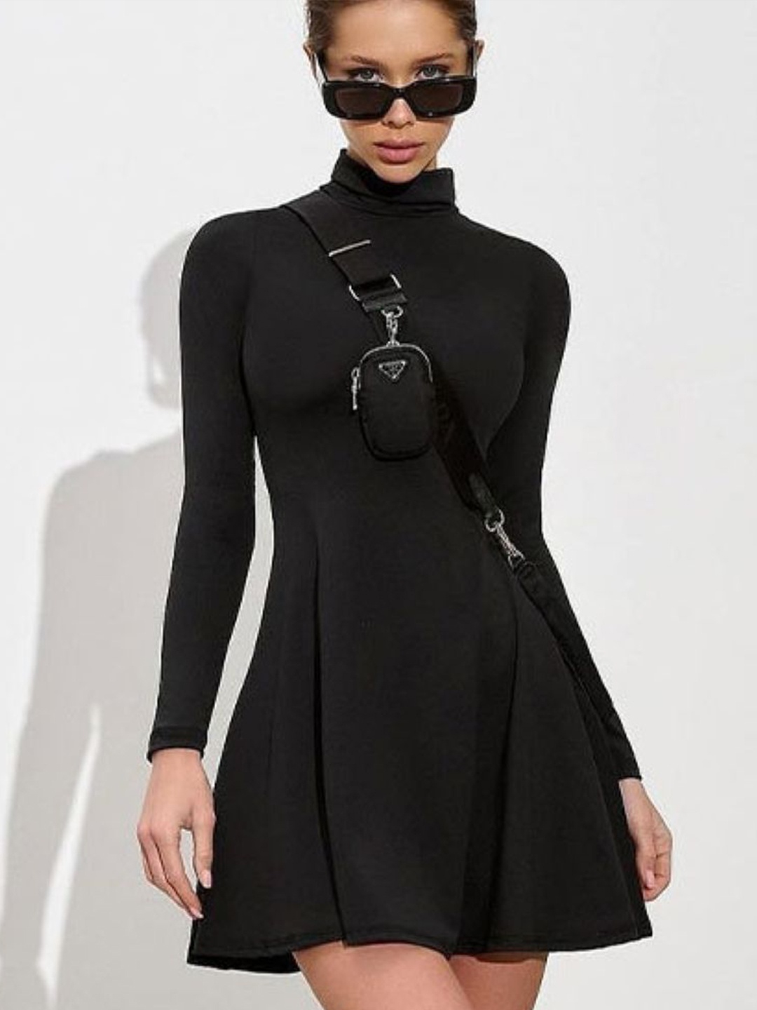 

KPOP Women Long Sleeves Fit & Flare Dress, Black