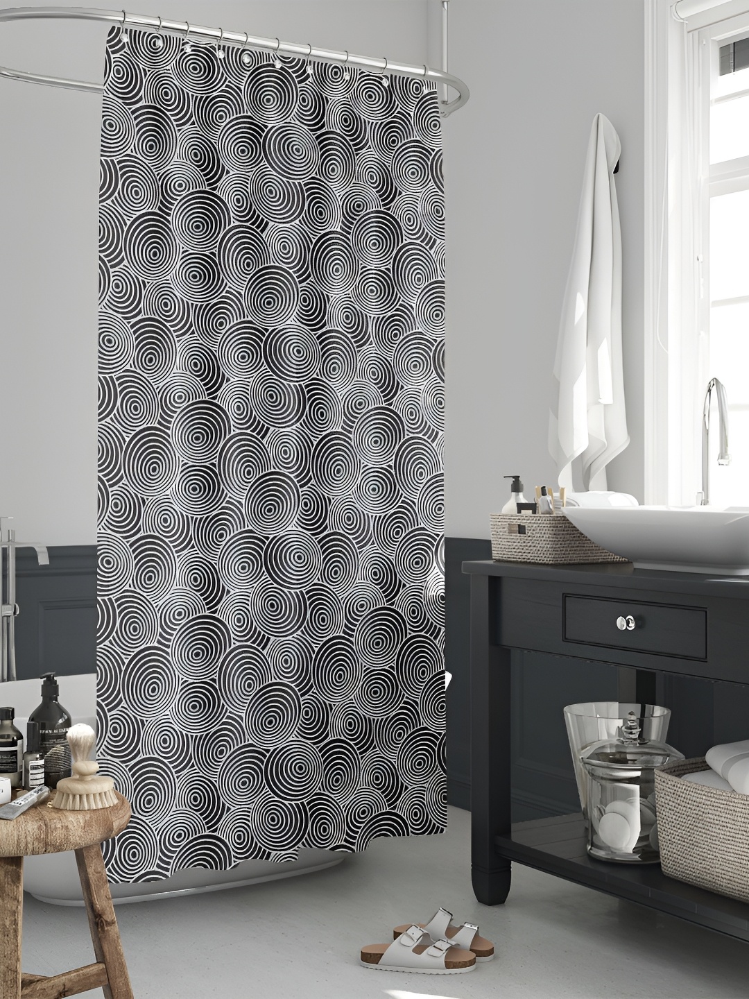 

ArtzFolio Black & White Printed Waterproof Shower Curtain