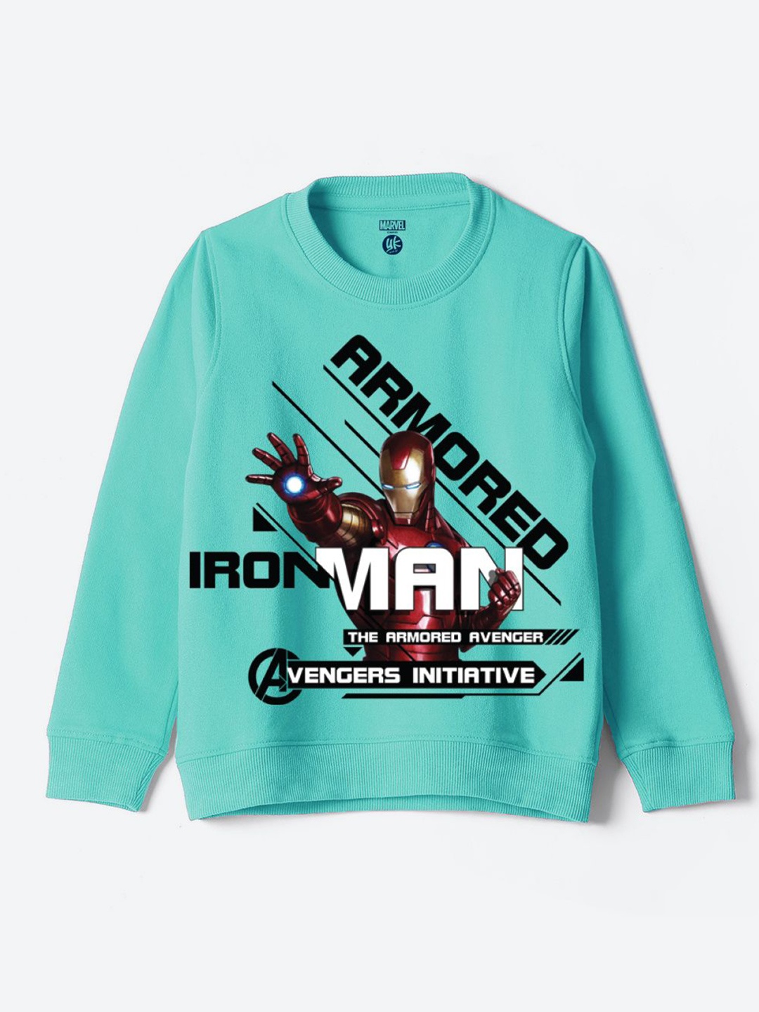 

YK Disney Boys Avengers Printed Round Neck Long Sleeves Pullover Sweatshirt, Green