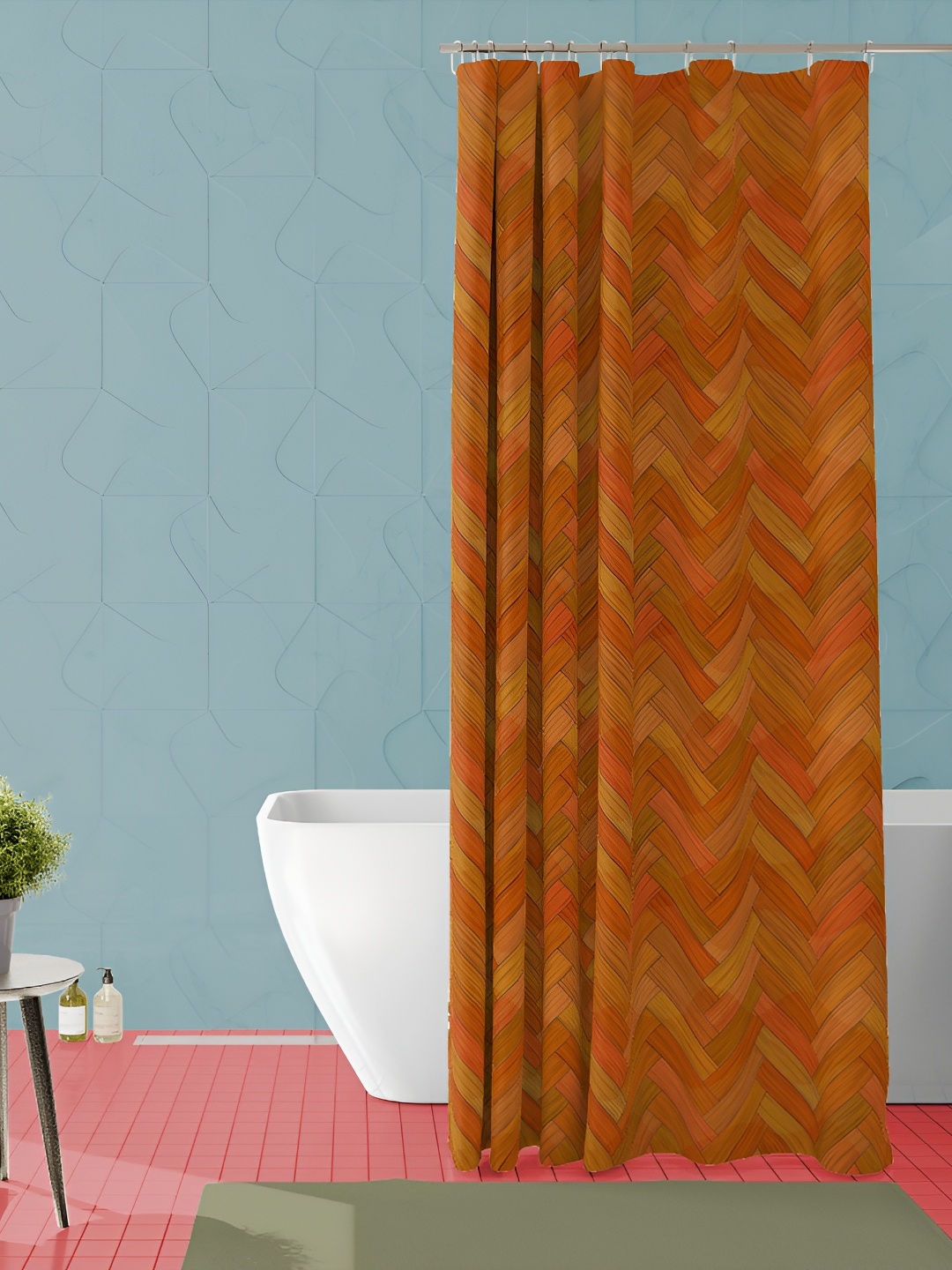 

ArtzFolio Brown & Orange-Colored Printed Waterproof Shower Curtain