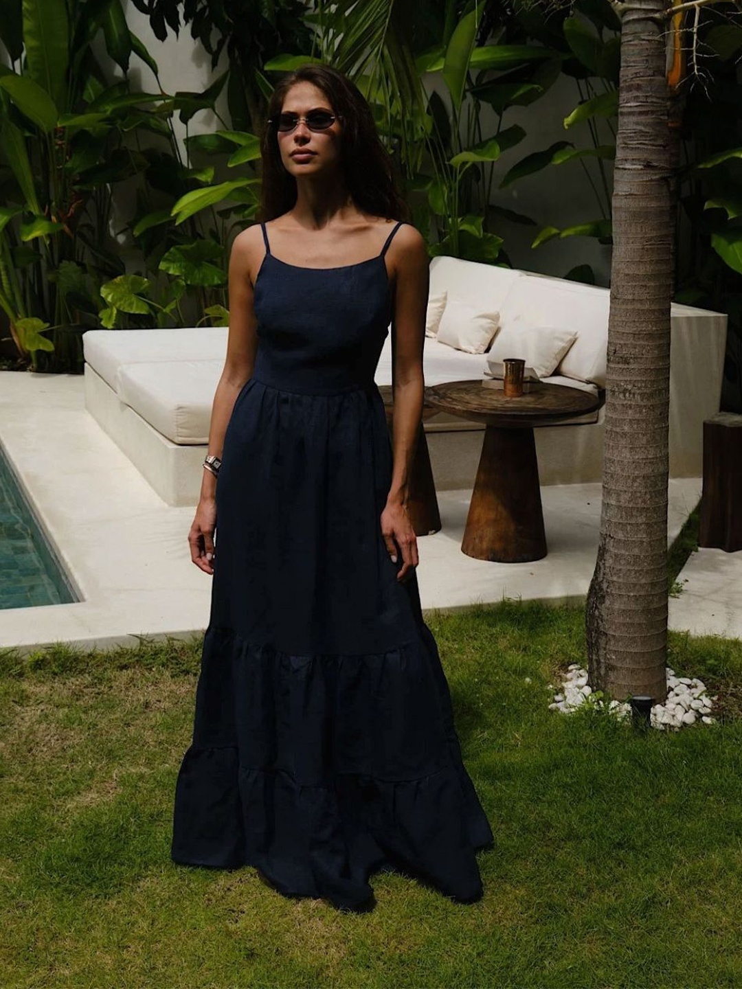 

StyleCast Women Cotton Shoulder Straps A-Line Maxi Dress, Black