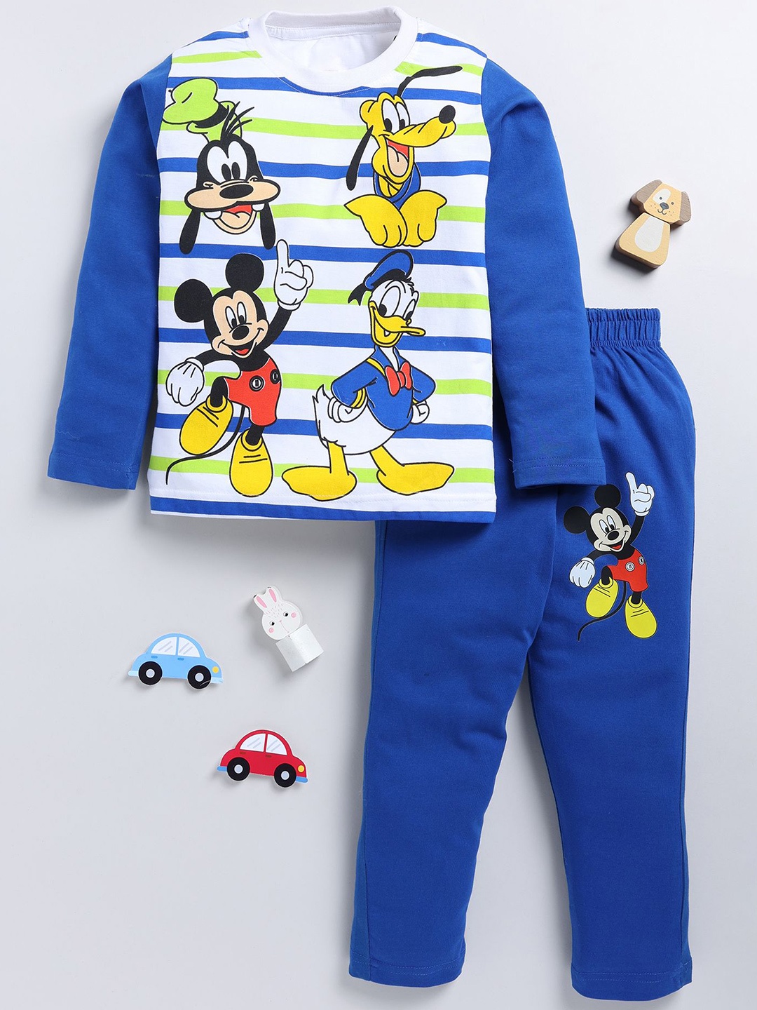 

BAESD Boys Printed Round Neck Long Sleeves Pure Cotton T-Shirt With Trouser, Blue