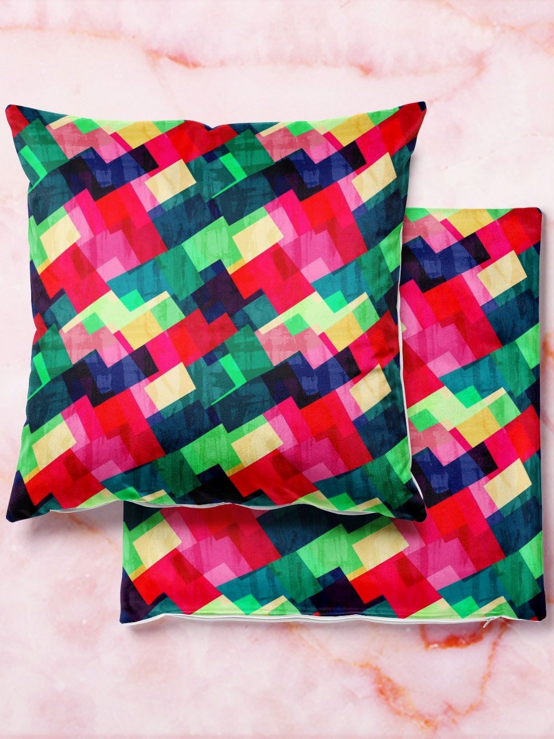 

ArtzFolio Multicoloured Set of 2 Velvet Square Cushion Covers, Multi