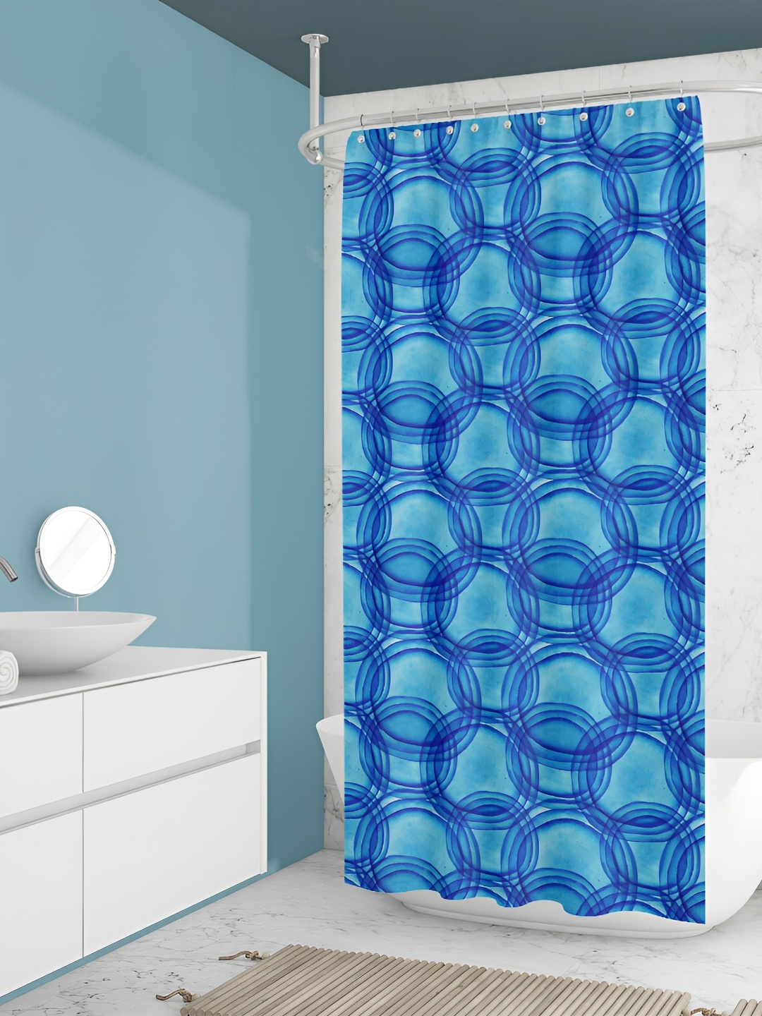 

ArtzFolio Blue Printed Waterproof Shower Curtain